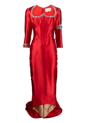 Cristina Savulescu crystal-embellished detail gown - Red
