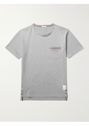 Thom Browne - Slim-Fit Grosgrain-Trimmed Cotton-Jersey T-Shirt - Men - Gray - 0