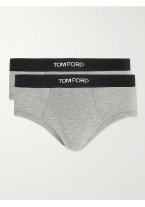 TOM FORD - Two-Pack Stretch Cotton and Modal-Blend Briefs - Men - Gray - S