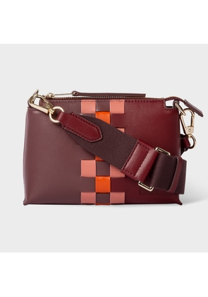 Paul Smith Burgundy Leather 'Screen Check' Small Cross-Body Bag Red