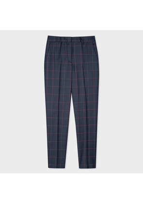 Paul Smith Women's Classic-Fit Navy Check Wool Trousers Blue