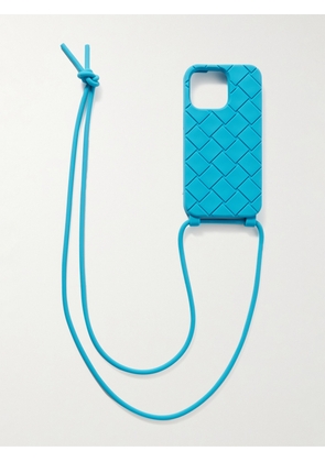 Bottega Veneta - Intrecciato Rubber iPhone 13 Pro Case with Lanyard - Men - Blue