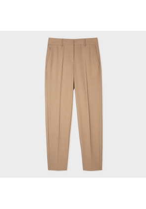 PS Paul Smith Women's Tapered-Fit Brown Wool-Hopsack Trousers