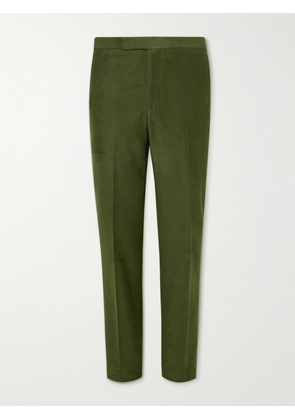 Richard James - Tapered Cotton-Moleskin Trousers - Men - Green - UK/US 30