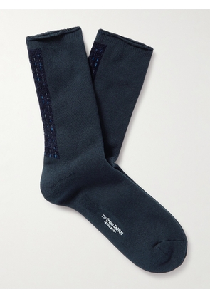 Blue Blue Japan - Fleece-Trimmed Cotton-Blend Socks - Men - Blue - S