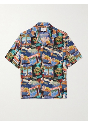Rhude - Postcard Camp-Collar Printed Silk-Twill Shirt - Men - Blue - XS