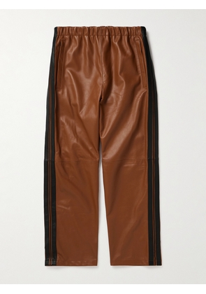 Marni - Straight-Leg Striped Nappa Leather Trousers - Men - Brown - IT 44