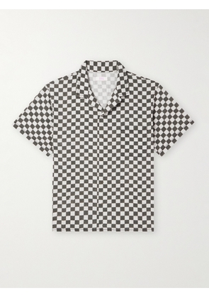 ERL - Camp-Collar Checked Cotton and Linen-Blend Shirt - Men - Gray - S
