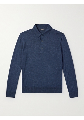 Zegna - Silk, Cashmere and Linen-Blend Polo Shirt - Men - Blue - IT 46