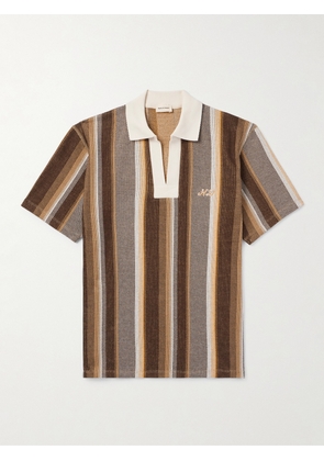 Nicholas Daley - Logo-Embroidered Striped Cotton-Piqué Polo Shirt - Men - Neutrals - S