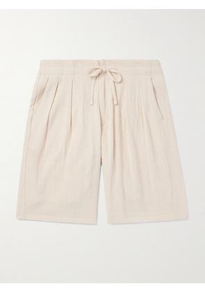 Monitaly - Straight-Leg Pleated Cotton Shorts - Men - Neutrals - XS