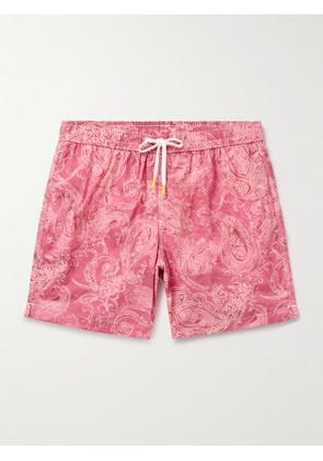 Hartford - Straight-Leg Mid-Length Paisley-Print Recycled Swim Shorts - Men - Pink - S
