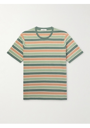 Mr P. - Striped Cotton-Jersey T-Shirt - Men - Green - XS