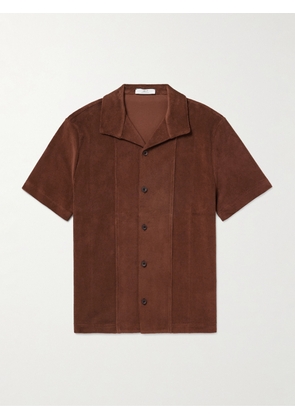 Mr P. - Panelled Cotton-Terry Shirt - Men - Brown - XS