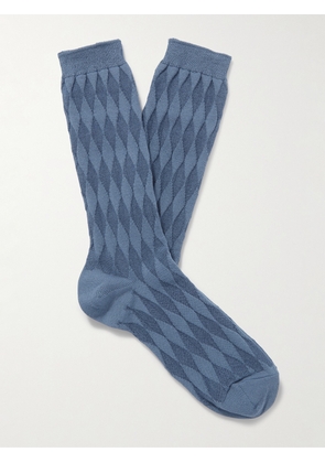 Mr P. - Jacquard-Knit Cotton-Blend Socks - Men - Blue