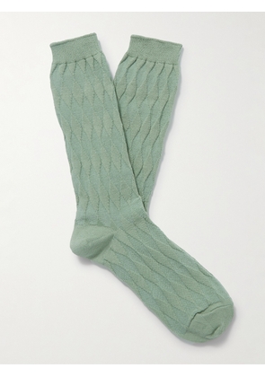 Mr P. - Jacquard-Knit Cotton-Blend Socks - Men - Green