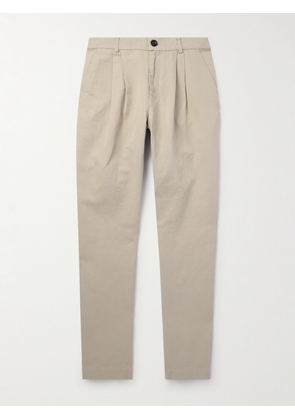 Mr P. - Steve Straight-Leg Pleated Organic Cotton and Linen-Blend Twill Trousers - Men - Neutrals - 28