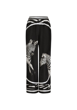 Dolce & Gabbana Silk Zebra Wide-Leg Trousers