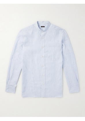 Rubinacci - Grandad-Collar Striped Linen Shirt - Men - Blue - S