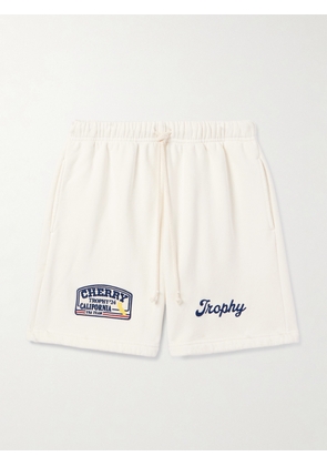Cherry Los Angeles - Straight-Leg Logo-Appliquéd Cotton-Jersey Drawstring Shorts - Men - Neutrals - XS
