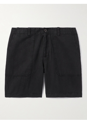 Mr P. - Straight-Leg Cotton and Linen-Blend Cargo Shorts - Men - Black - 28