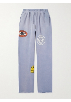Cherry Los Angeles - Straight-Leg Appliquéd Printed Cotton-Blend Jersey Sweatpants - Men - Blue - XS
