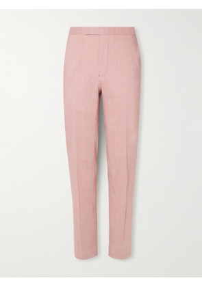 Richard James - Straight-Leg Linen-Blend Suit Trousers - Men - Pink - UK/US 30