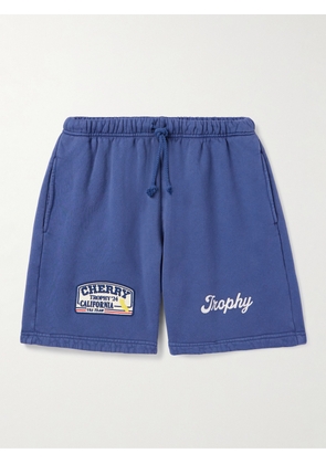 Cherry Los Angeles - Straight-Leg Logo-Appliquéd Cotton-Jersey Drawstring Shorts - Men - Blue - XS