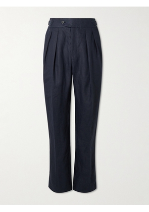 Richard James - Tapered Pleated Linen Suit Trousers - Men - Blue - UK/US 30