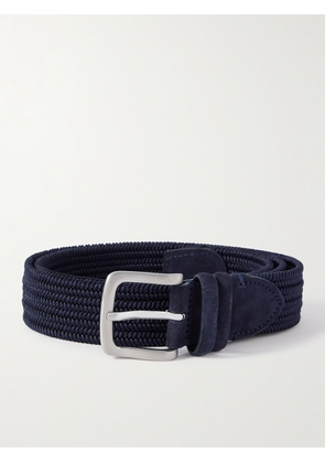Mr P. - 3.5cm Suede-Trimmed Woven Belt - Men - Blue - EU 85