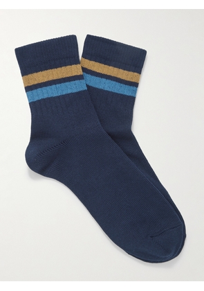 Mr P. - Striped Ribbed Cotton-Blend Socks - Men - Blue