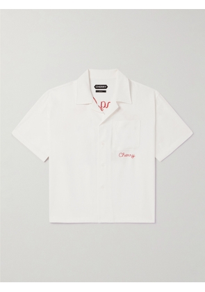 Cherry Los Angeles - Logo-Embroidered TENCEL™ Lyocell shirt - Men - Neutrals - XS