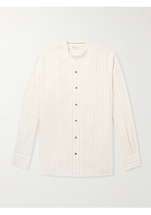 Loro Piana - Elia Grandad-Collar Pinstriped Linen Shirt - Men - Neutrals - M