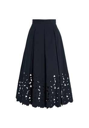 Erdem Cotton-Blend Pleated Midi Skirt