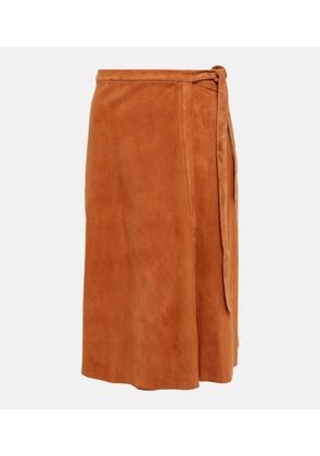 Stouls Mindy high-rise suede midi skirt