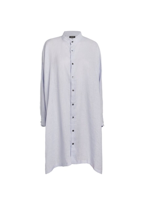 Eskandar Linen Check Longline Shirt