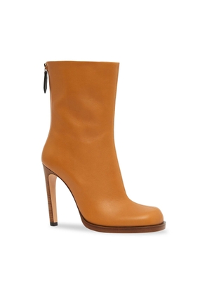 Burberry Ladies Ochre Square-Toe Ankle Leather Boots