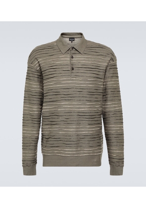 Giorgio Armani Intarsia linen-blend polo sweater