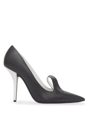 Burberry Two-Tone Leather Point-Toe Pumps In Black/White