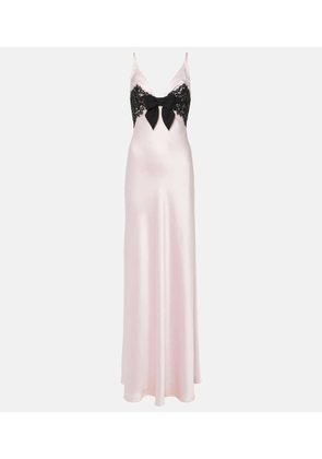 Rasario Lace-trimmed satin gown