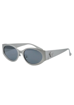 Versace Light Grey Mirrored Black Oval Ladies Sunglasses VE2263 12666G 56
