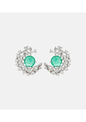 Ananya Scatter 18kt white gold earrings with diamonds and emeralds