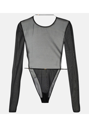 Saint Laurent Open-back silk-blend georgette bodysuit