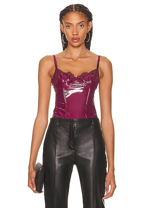 fleur du mal PVC and Frankie Lace Bodysuit in Sangria - Red. Size S (also in ).