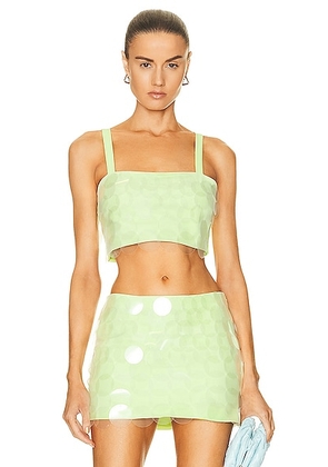 SIMKHAI Bexley Transparent Sequin Crop Top in Lime - Green. Size 8 (also in ).