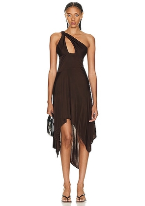 RTA Logo Ring One Shoulder Dress in Chocolate Brown - Chocolate. Size 2 (also in ).