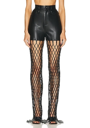 Lapointe Stretch Faux Leather Mesh Pant in Black - Black. Size 8 (also in ).