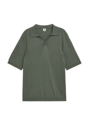 Cotton Linen Polo Shirt - Green