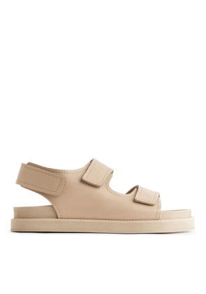 Chunky Leather Sandals - Beige