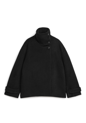 Fuzzy Wool-Blend Jacket - Black